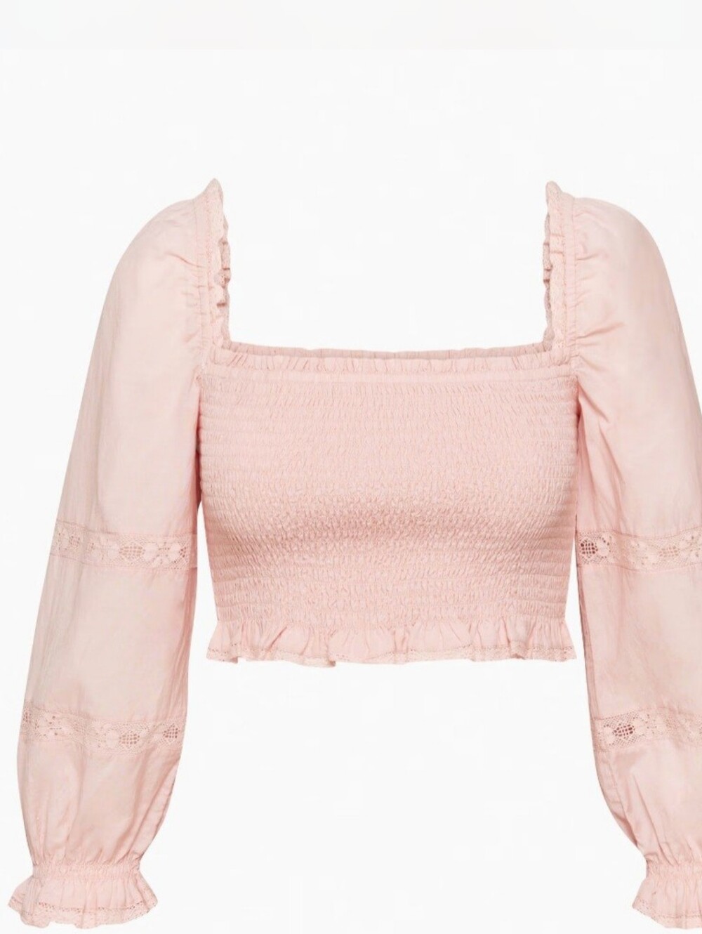 Wilfred Soiree Blouse Smocked Crop Top in Pink